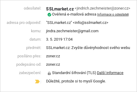 Detail elektronického podpisu v Gmailu